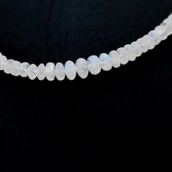 Necklace STUNNING Moonstone Necklace AAA Genuine Blue Fire Moonstone Beaded - Picture 9 of 12